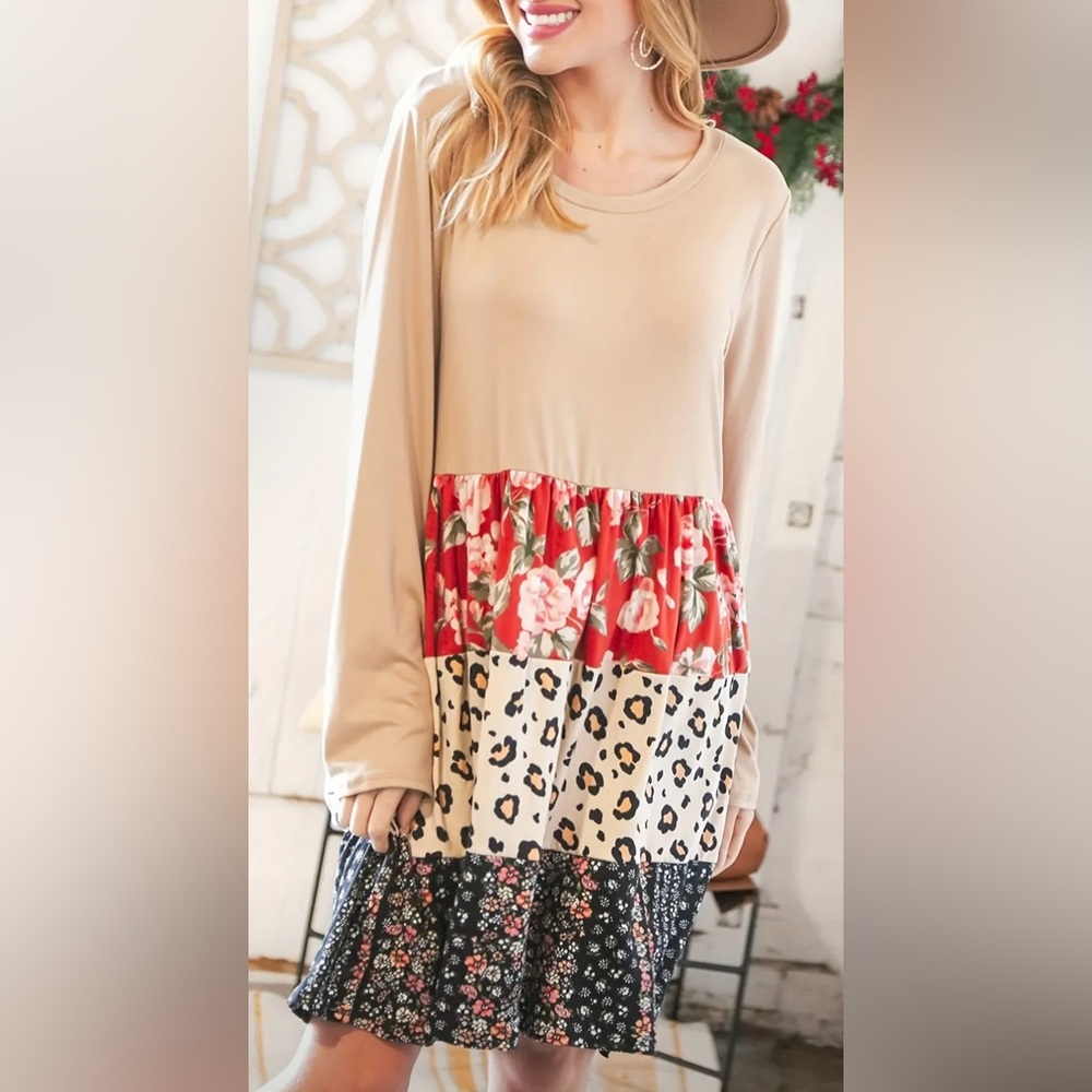 NWOT Haptics Mixed Print Ruffle Tunic/Dress Size L - Picture 4 of 7